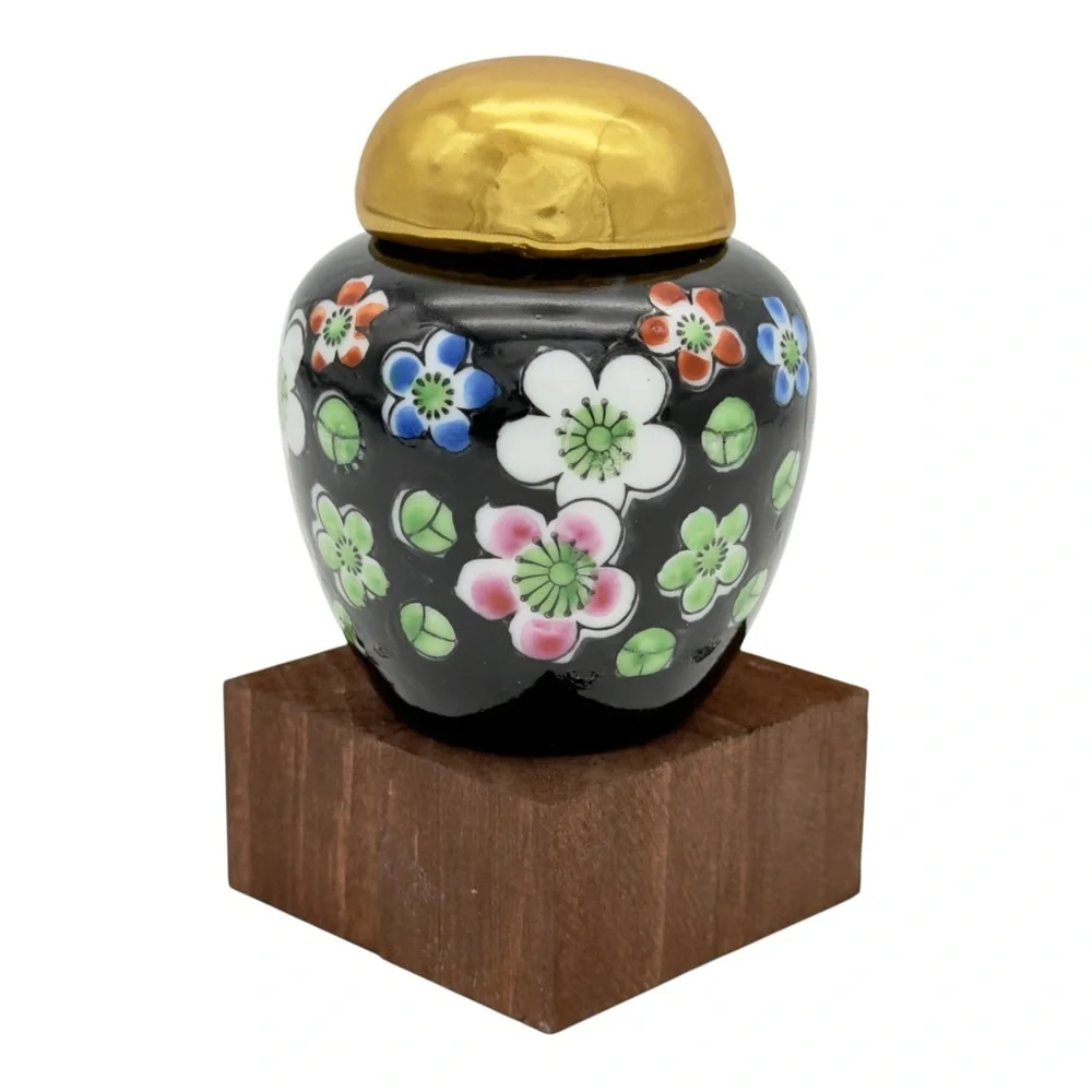 Japanese Porcelain Ginger Jar Kintsugi Art Lid Mini Personal Growth Gift Vintage